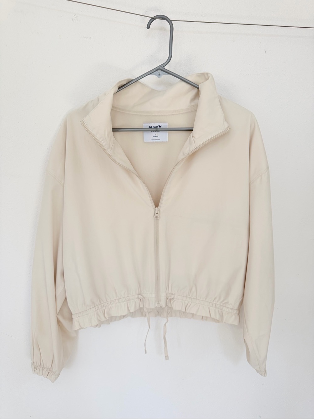 Old Navy Dry Quick Cropped Windbreaker Jacket Cream Beige Size M